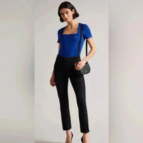 Ted Baker Gerbela Blue Square Neck Short Sleeve Top Size 2/US 6 - Picture 2 of 12